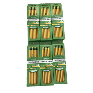 Lot of 6 Boxes Ticonderoga #2 HB Soft Yellow Pencils 24 Count Each X13924 New